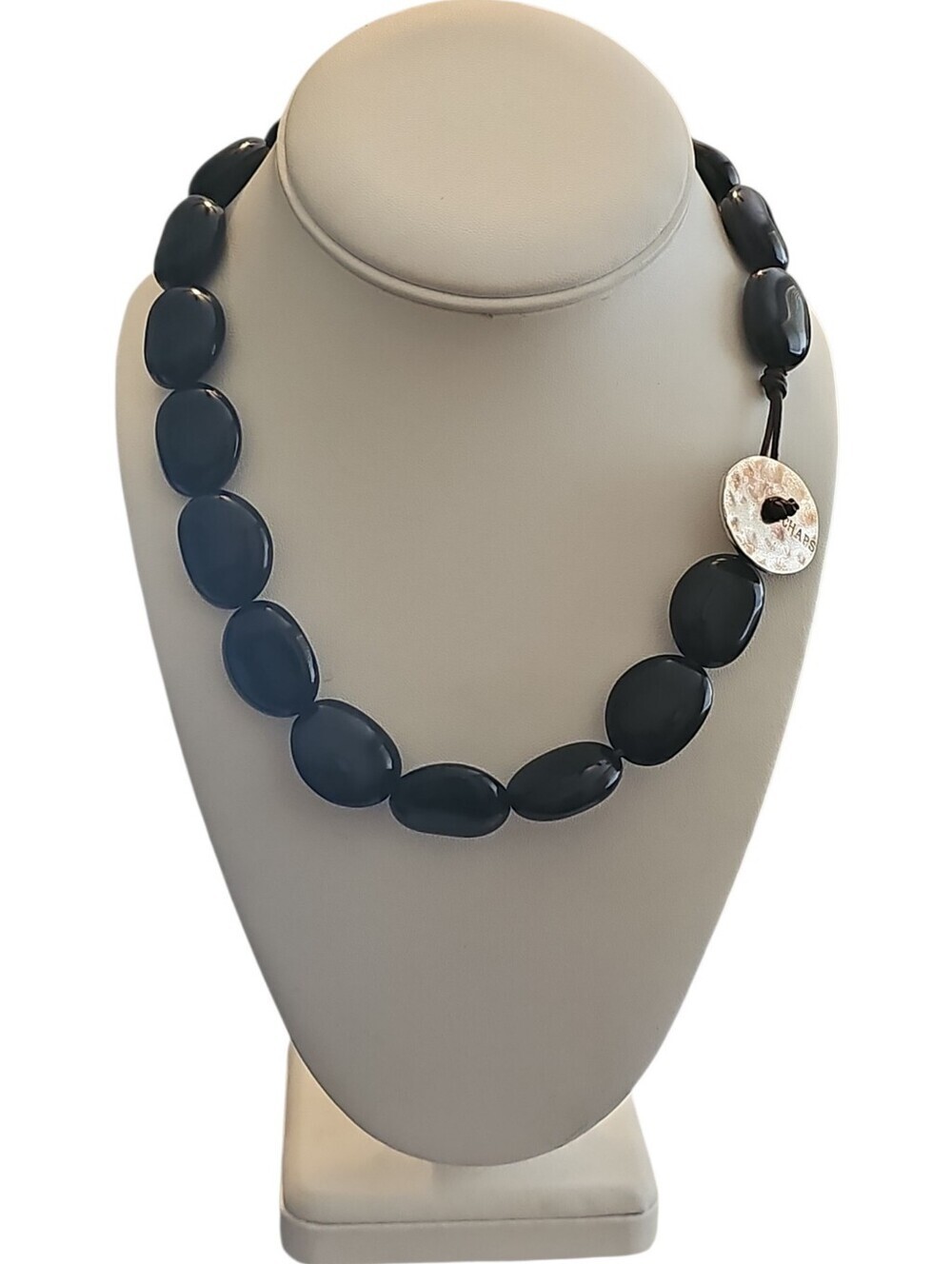 Vintage Chaps Black Smooth Beads Necklace